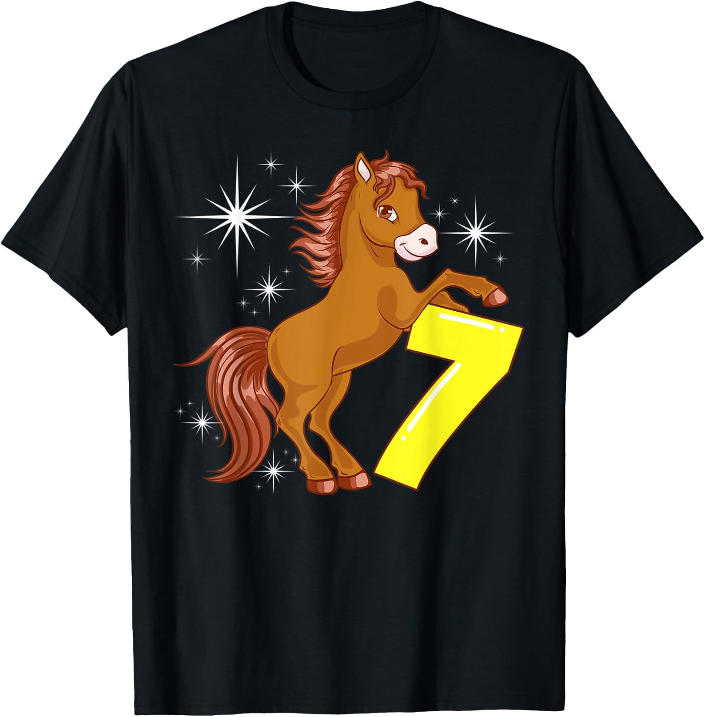 Kids 7th Birthday Girls Horse Riding Pony Rider 7 Years Old T-Shirt - T-Shirt | Black