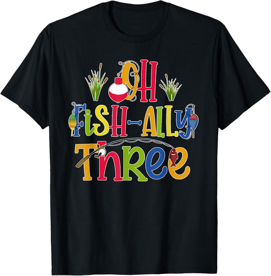 Oh Fish Ally Three Birthday Boy Outfit 3 Year Old 3rd Bday T-Shirt - T-Shirt | Black