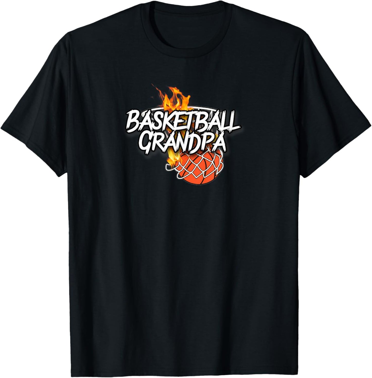 Basketball Grandpa - Basketball Clothing - Fire Basketball T-Shirt - T-Shirt | Black