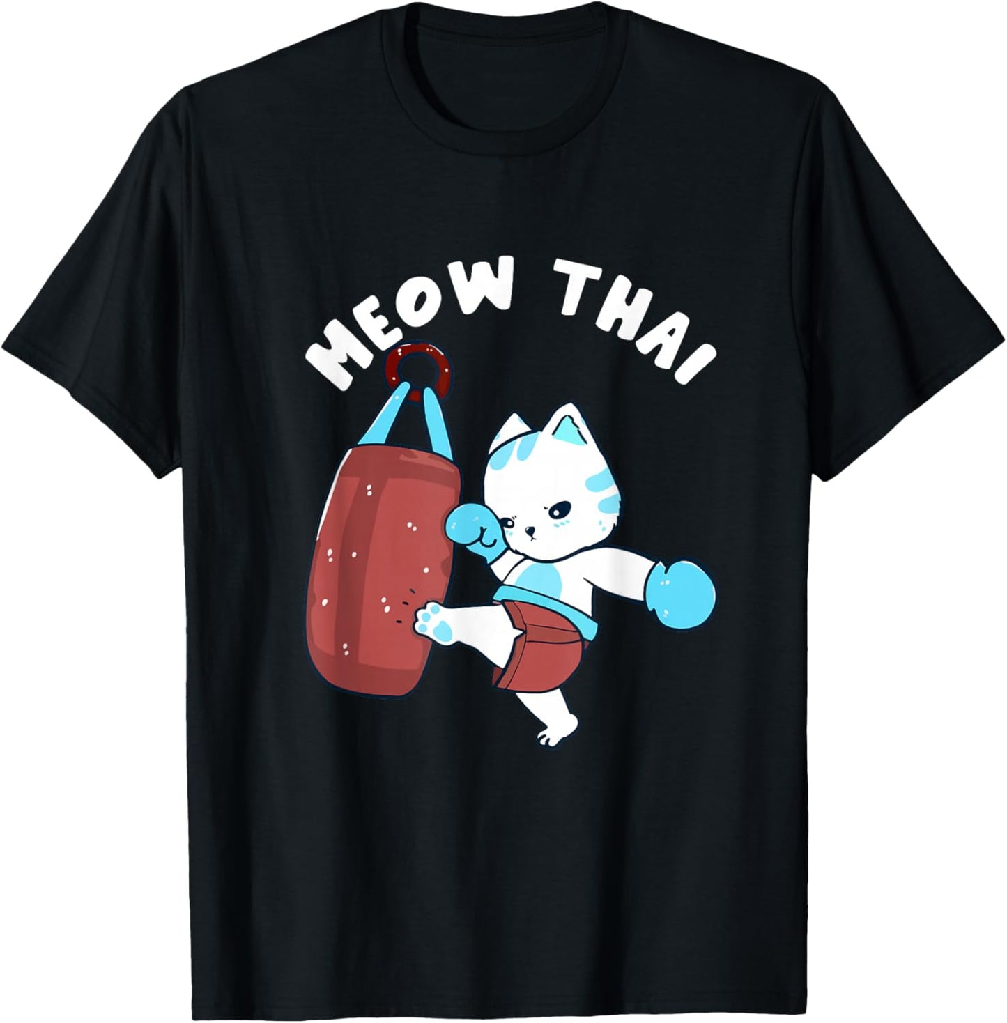 Muay Thai Cat Meow Thai Punching Bag Fighting Sport T-Shirt - T-Shirt | Black