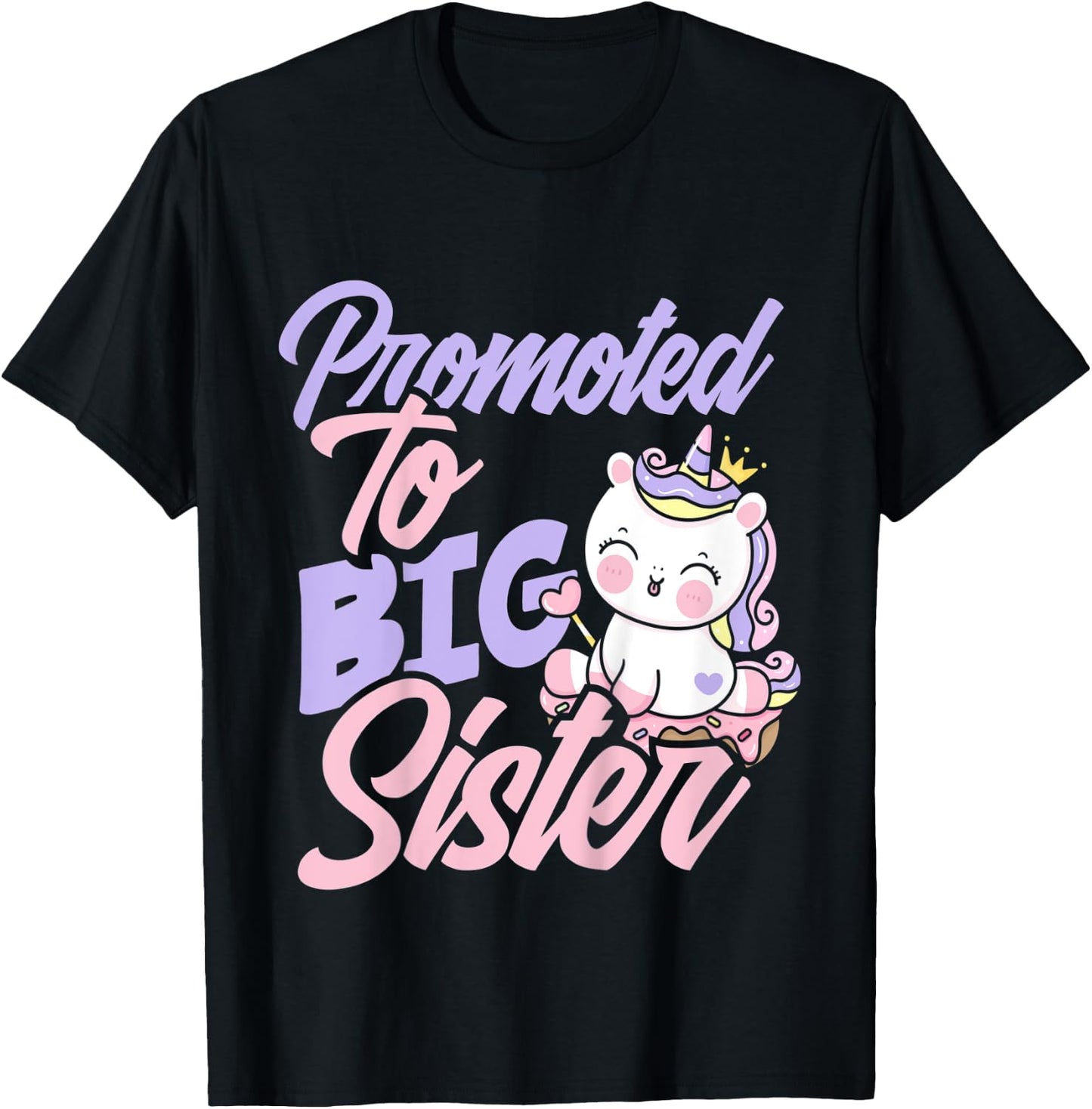 Kids Promoted To Big Sister Cute Girls Unicorn Big Sister T-Shirt - T-Shirt | Black