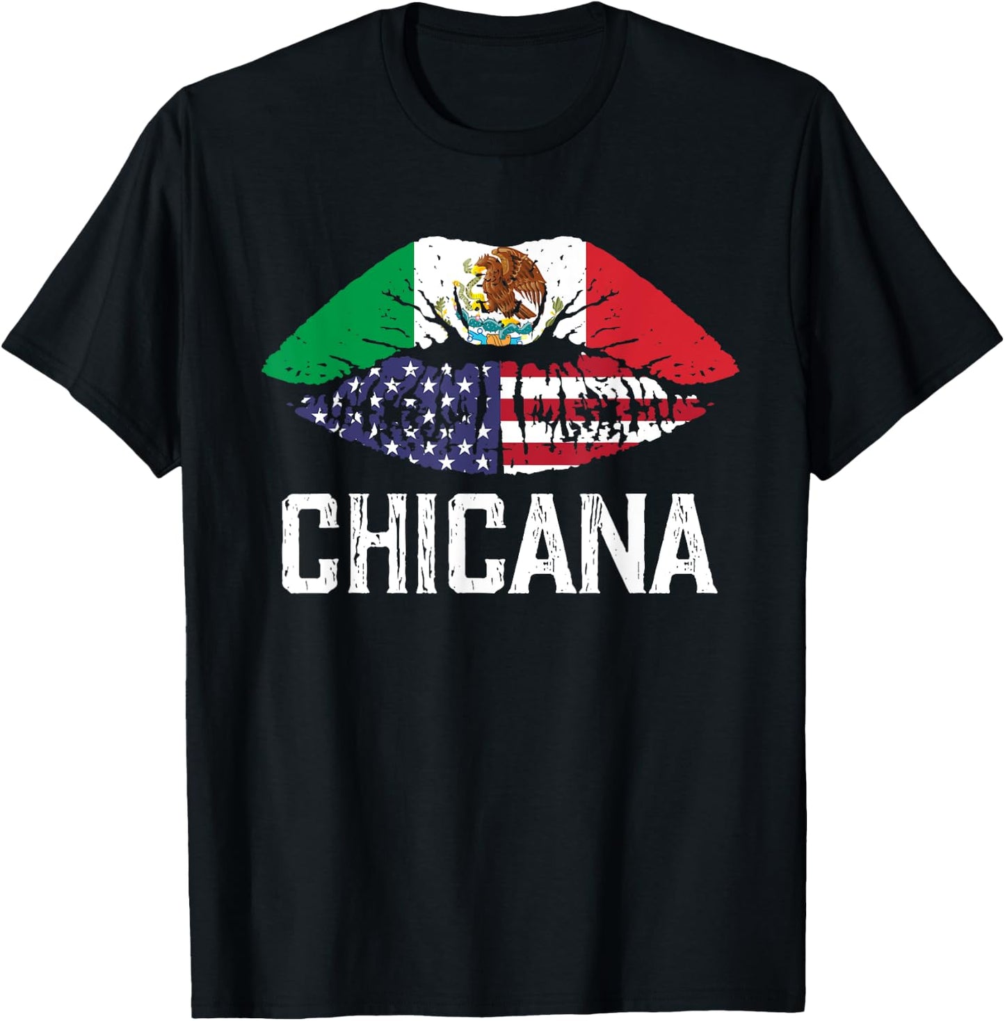 Chicana-Shirt Women Girls Kids Half American Half Mexican T-Shirt - T-Shirt | Black