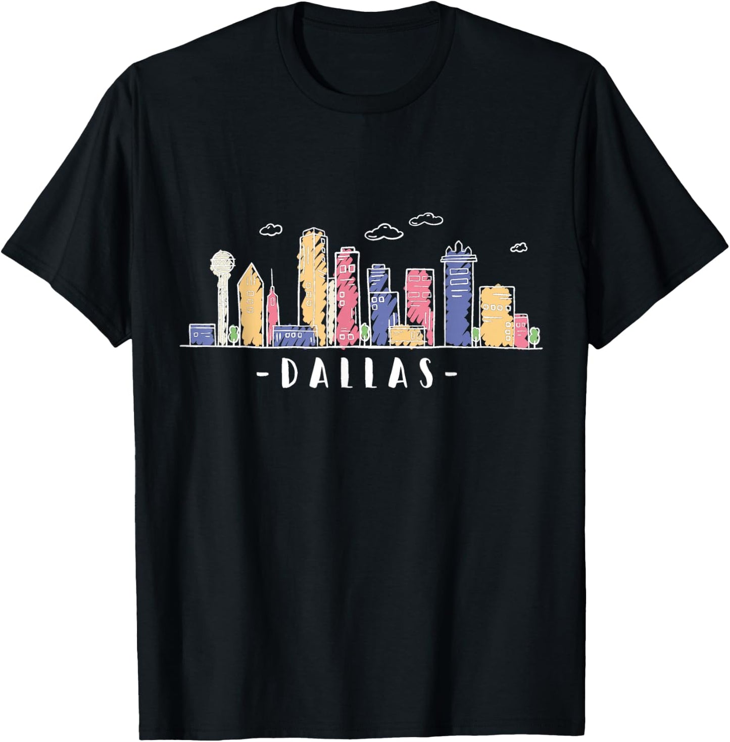 Dallas Texas Skyline Vintage Dallas TX T-Shirt - T-Shirt | Black