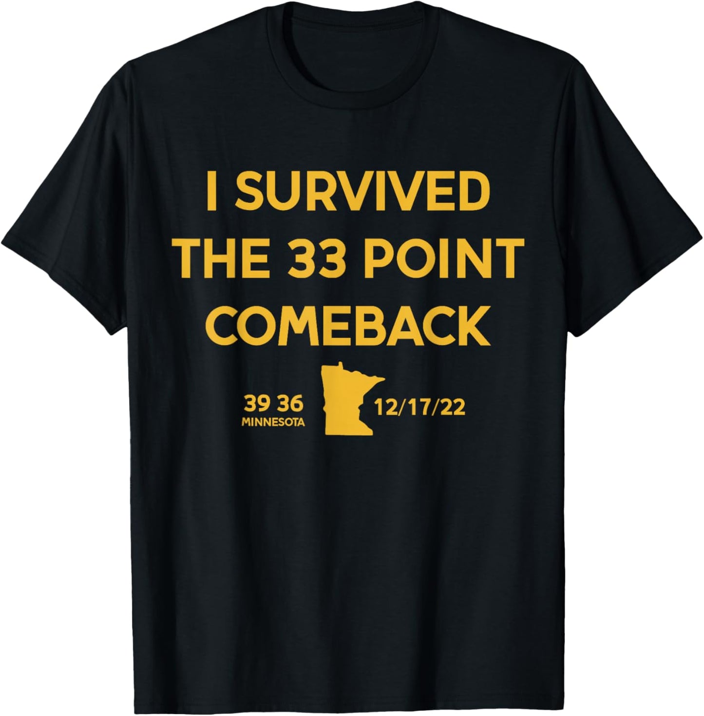 I Survived the 33 Point Comeback Football T-Shirt - T-Shirt | Black