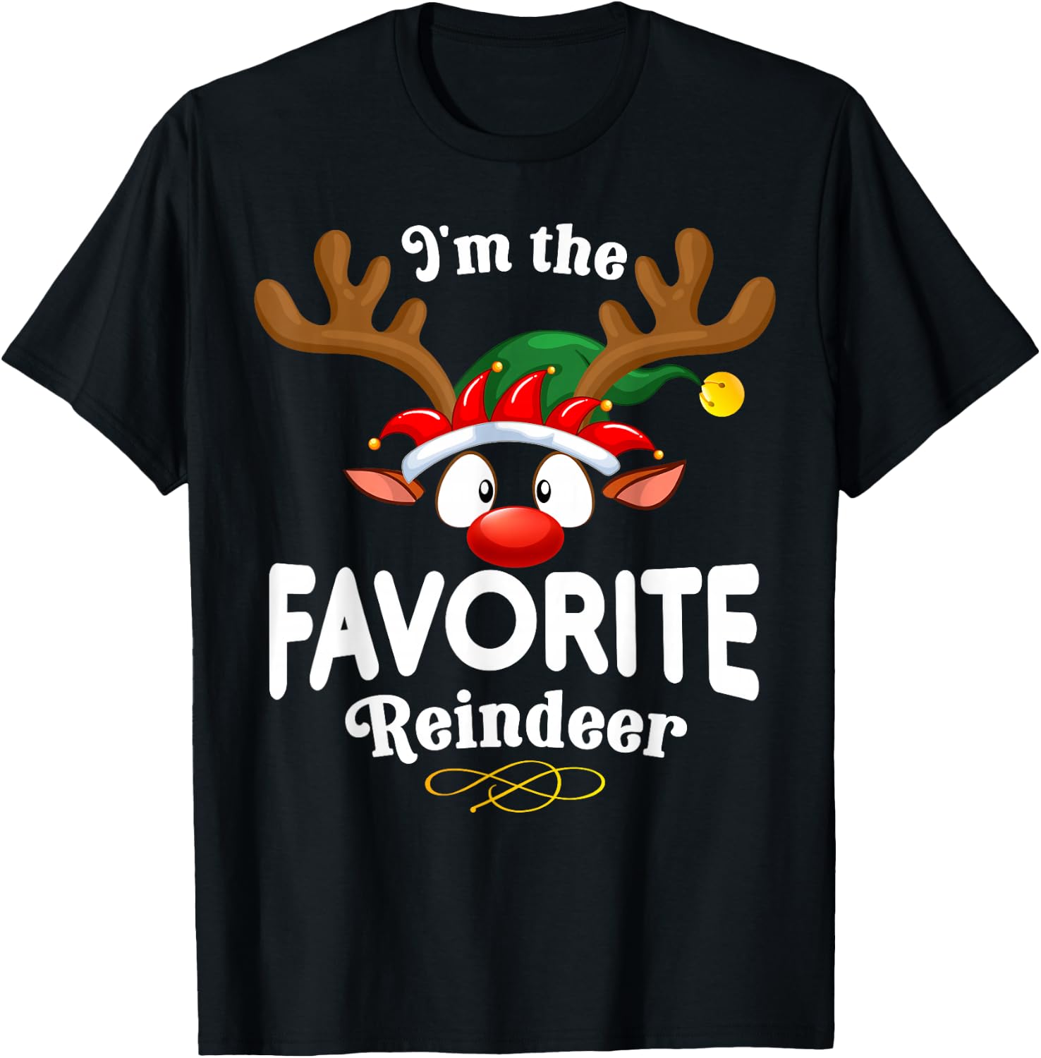 Christmas PJS Favorite XMas Reindeer Matching T-Shirt - T-Shirt | Black