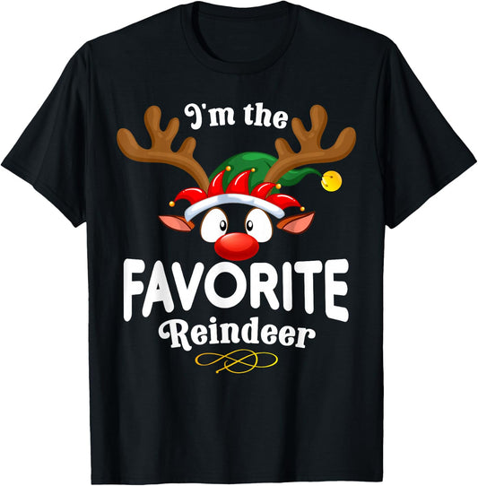 Christmas PJS Favorite XMas Reindeer Matching T-Shirt - T-Shirt | Black