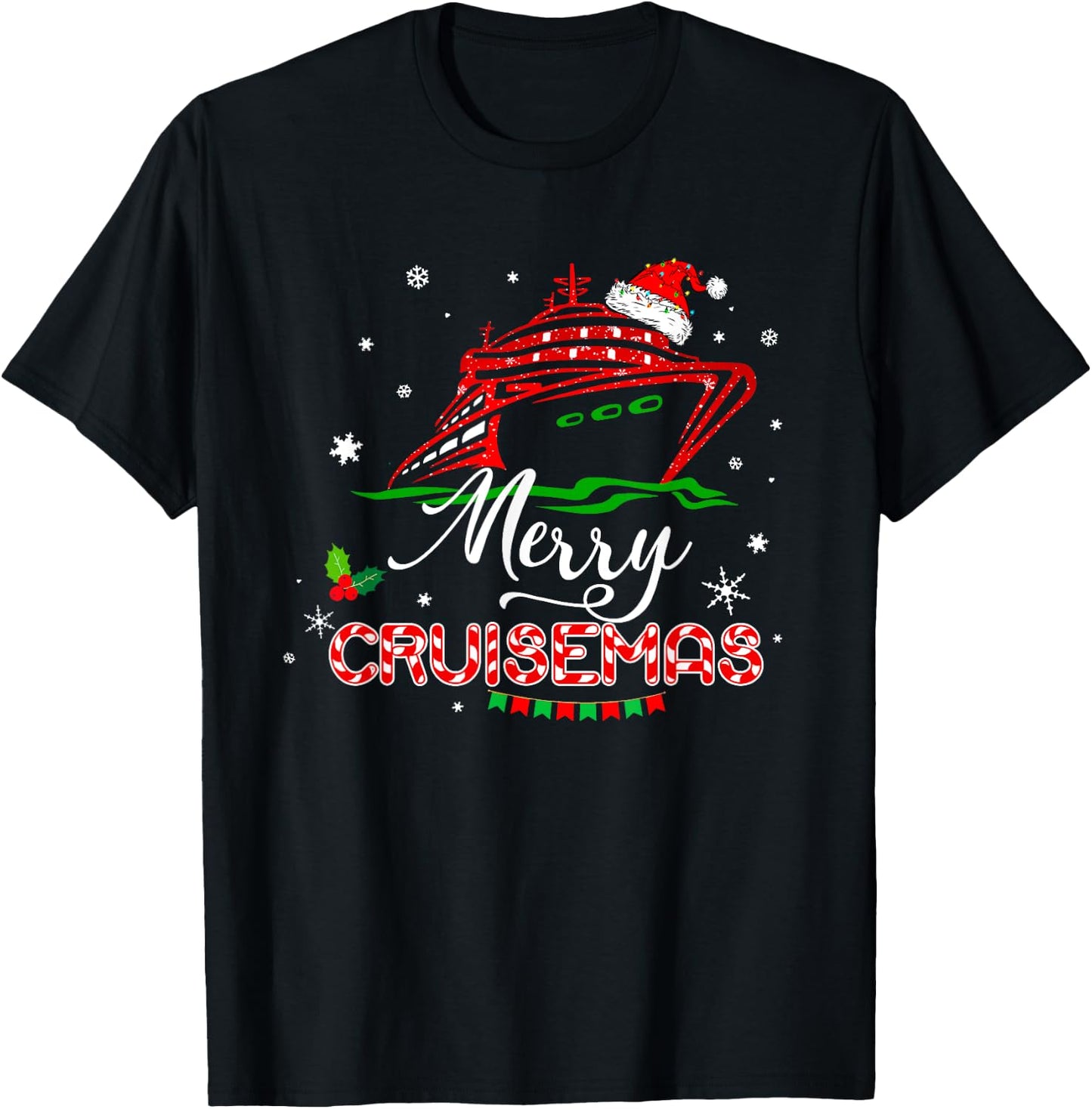 Funny Family Cruise Christmas Merry Cruisemas Boat Trip Xmas T-Shirt - T-Shirt | Black