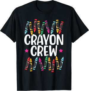 Crayon Crew Coloring Artistic Drawing Color T-Shirt - T-Shirt | Black