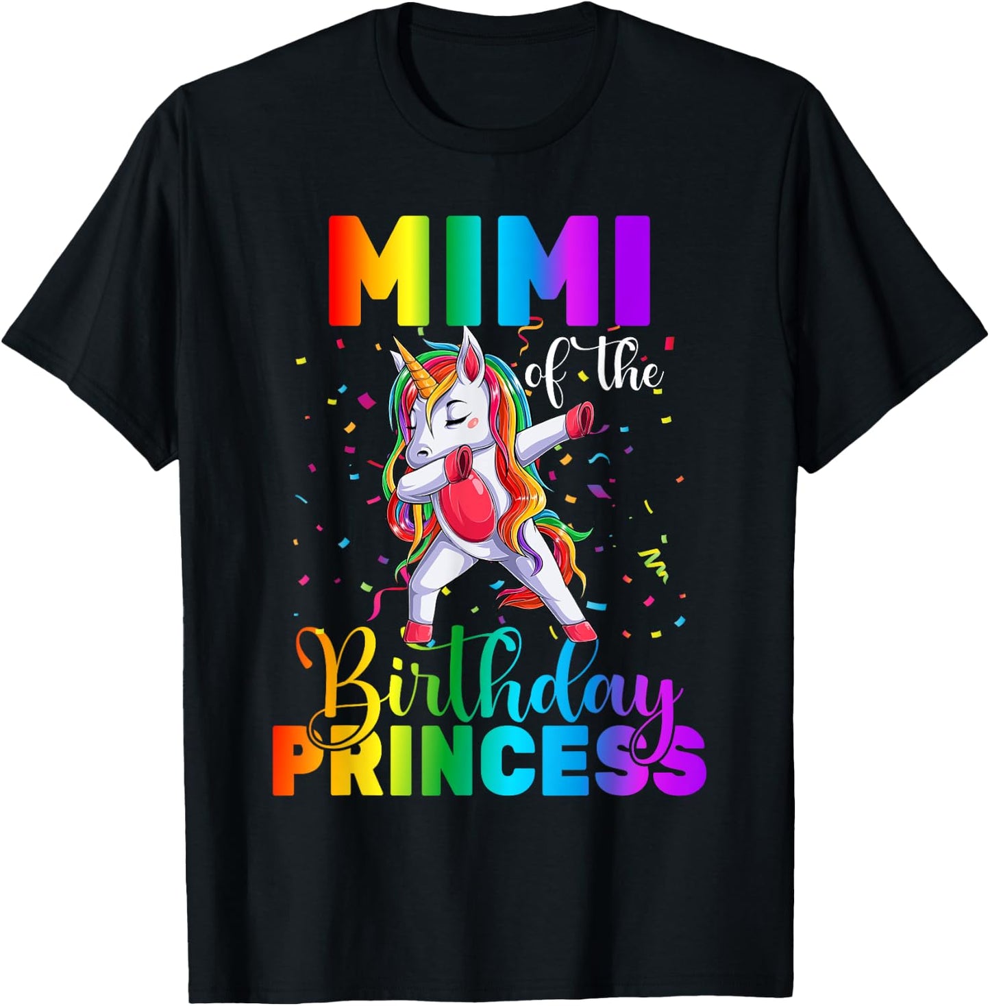 Mimi Of The Birthday Princess Dabbing Unicorn Birthday T-Shirt - T-Shirt | Black