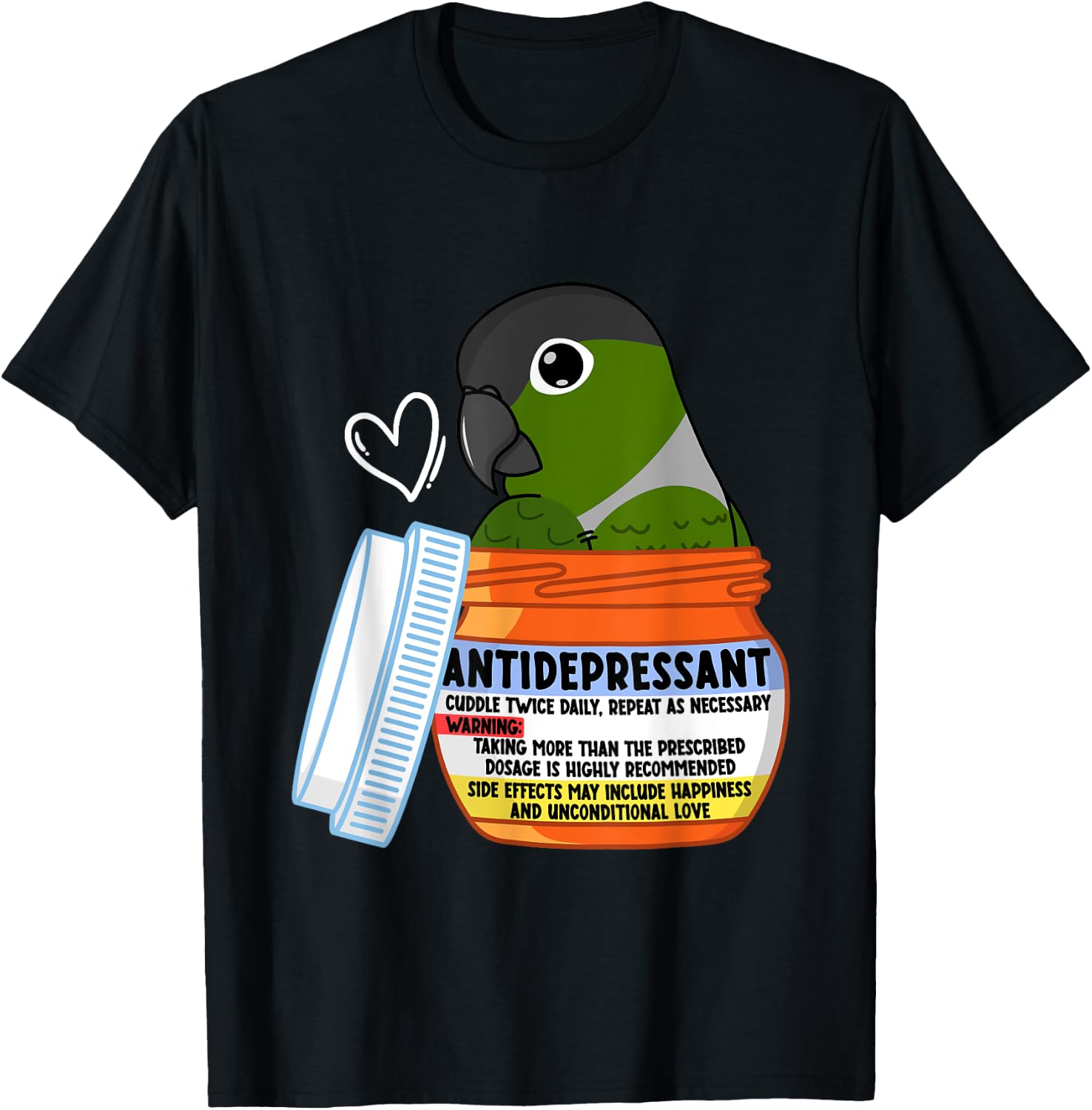 Cute Antidepressant Parrot I Green Cheek Conure T-Shirt - T-Shirt | Black