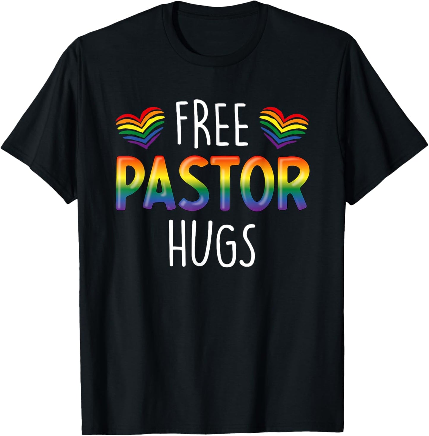 Free Pastor Hugs Christian Pastor Gay Christian Pride Month T-Shirt - T-Shirt | Black