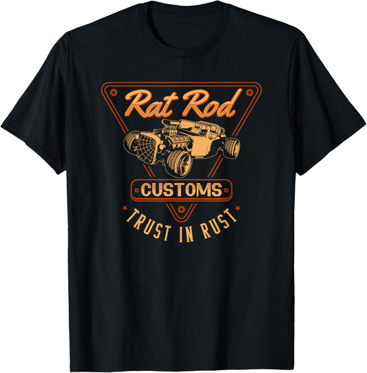 Rat Rod Customs, Vintage Hot Rod T-Shirt - T-Shirt | Black