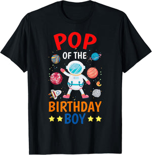 Pop Of The Birthday Boy Space Planet Theme Bday Party T-Shirt - T-Shirt | Black