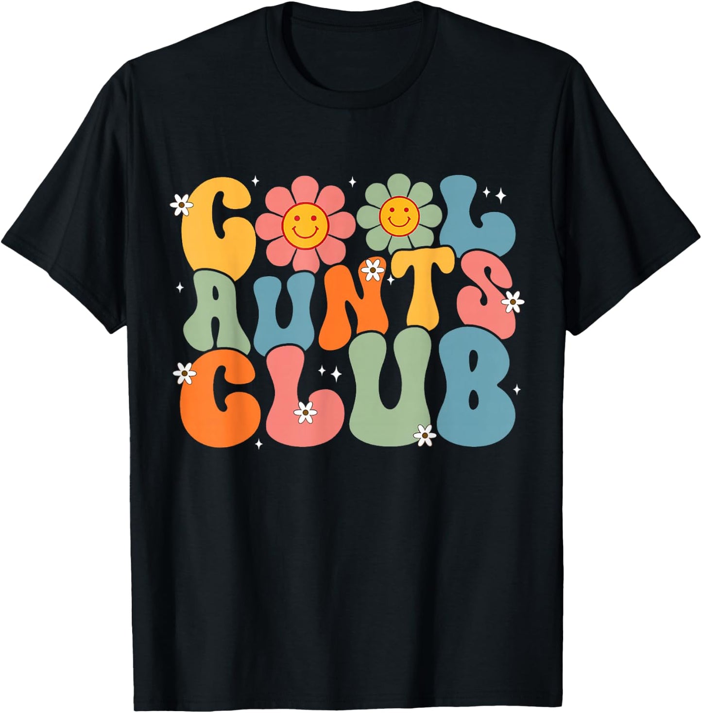 Cool Aunts Club Groovy Retro Smile Aunt Auntie Mother's Day T-Shirt - T-Shirt | Black