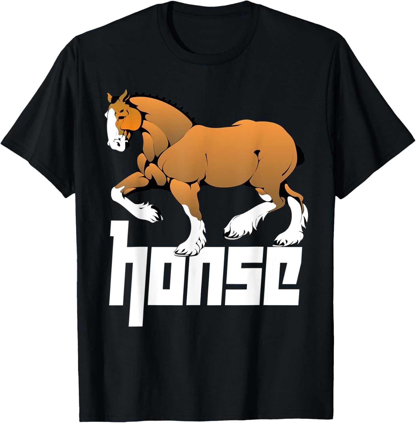 Honse Meme, Big Funny Muscular Horse T-Shirt - T-Shirt | Black