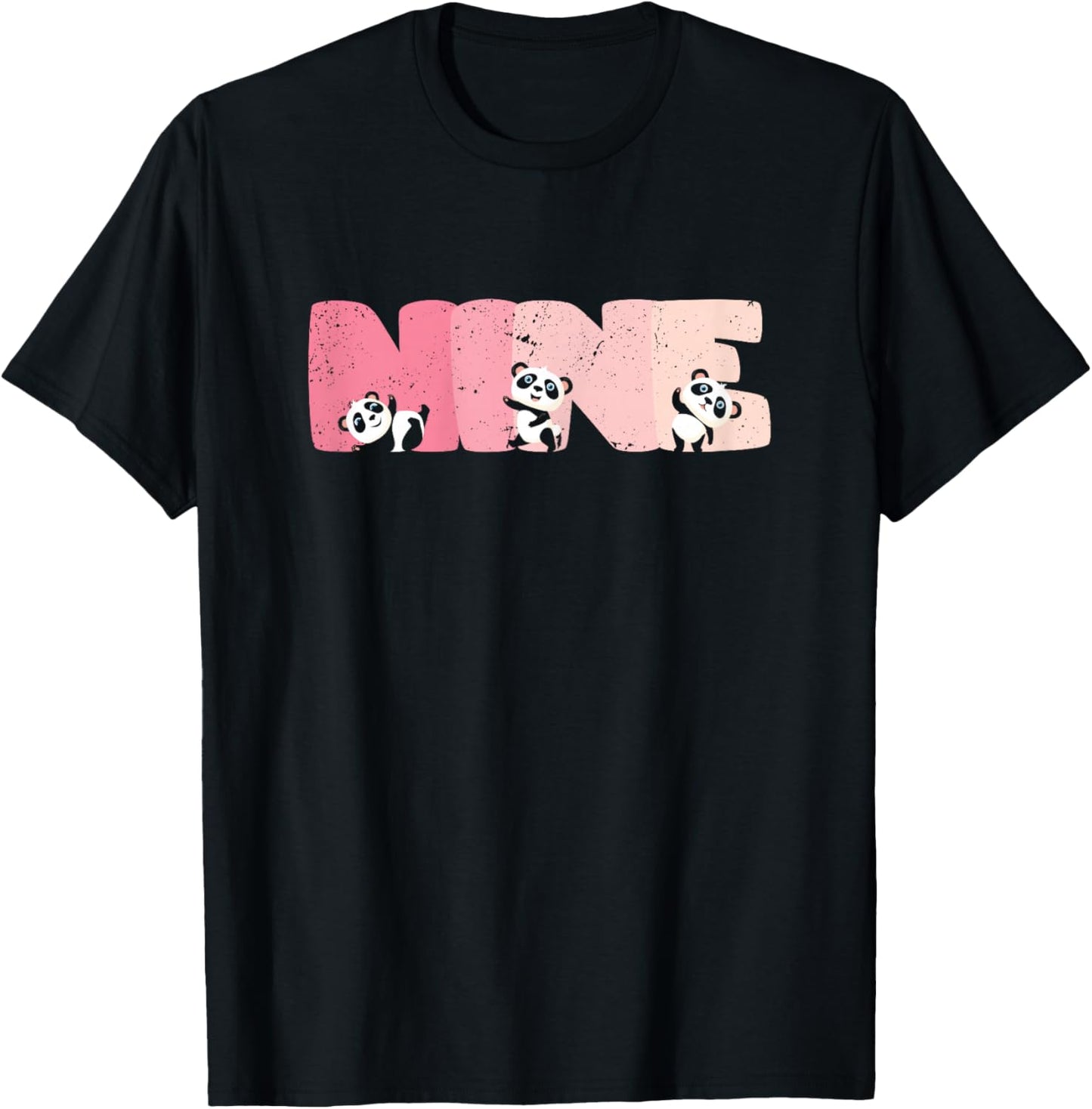 9 Year Old Cute Panda Birthday Girl 9th B-day T-Shirt - T-Shirt | Black