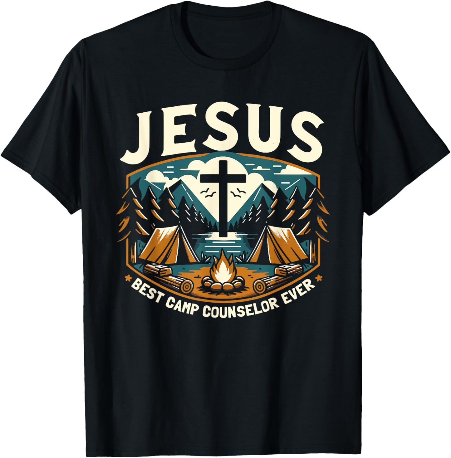 Jesus Best Camp Counselor Ever Church Camp T-Shirt - T-Shirt | Black