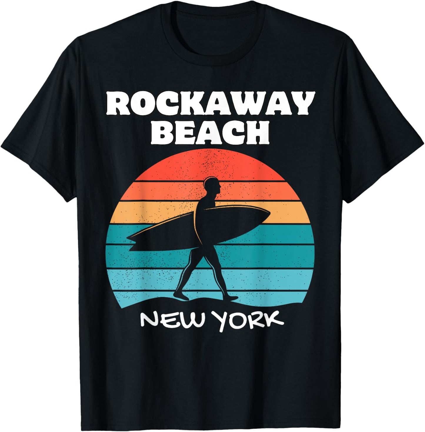 ROCKAWAY BEACH NEW YORK SURF VINTAGE SUNSET SURFING Women Girls Kids T-Shirt - T-Shirt | Black