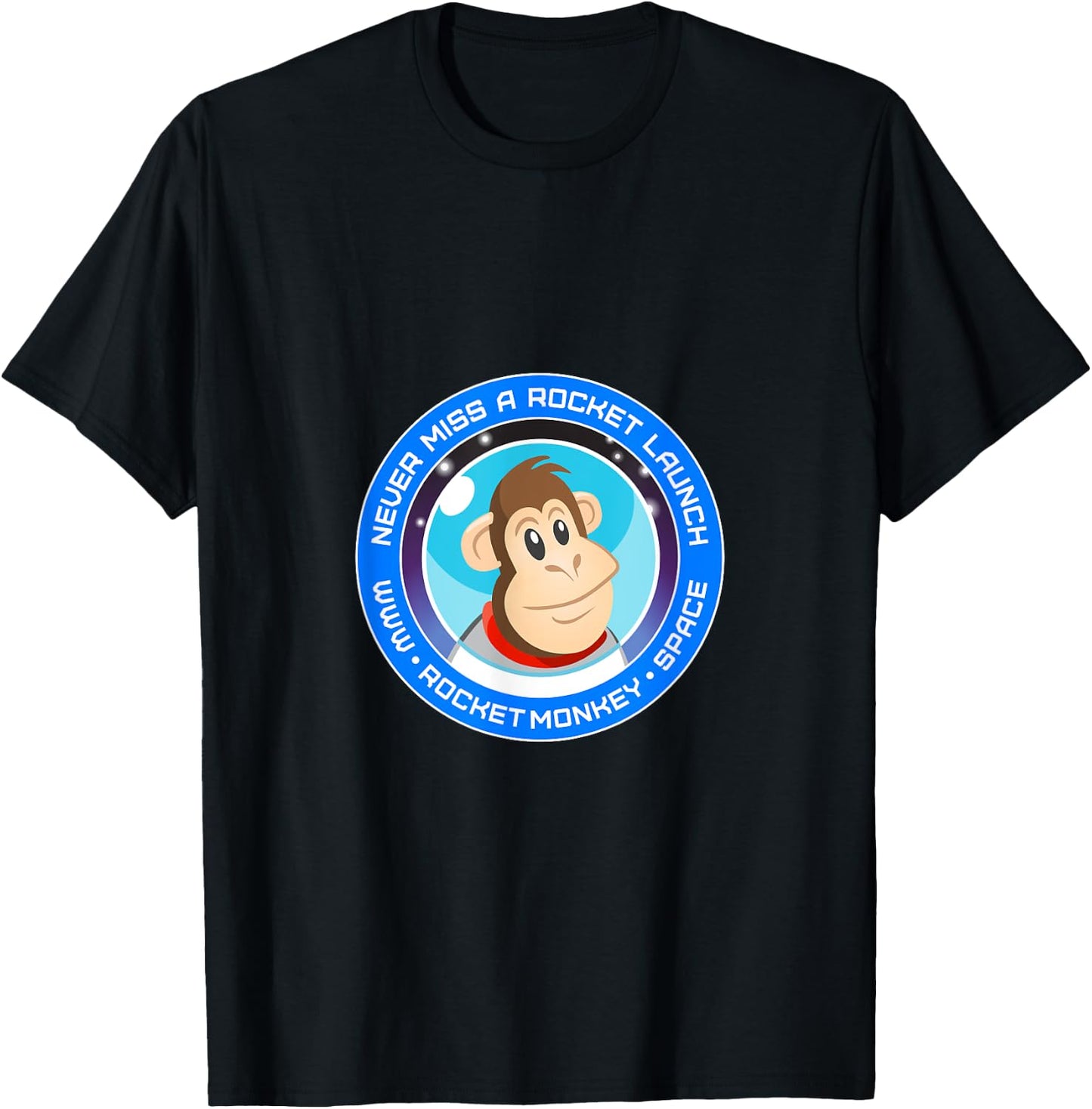 Rocket Monkey Circle Design Front T-Shirt - T-Shirt | Black
