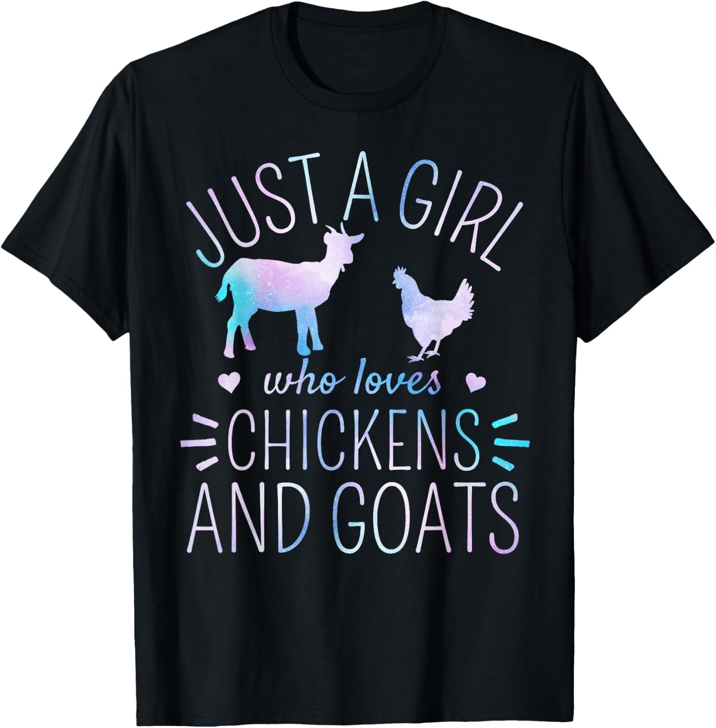 Just A Girl Who Loves Chickens And Goats Farmer Girls T-Shirt - T-Shirt | Black