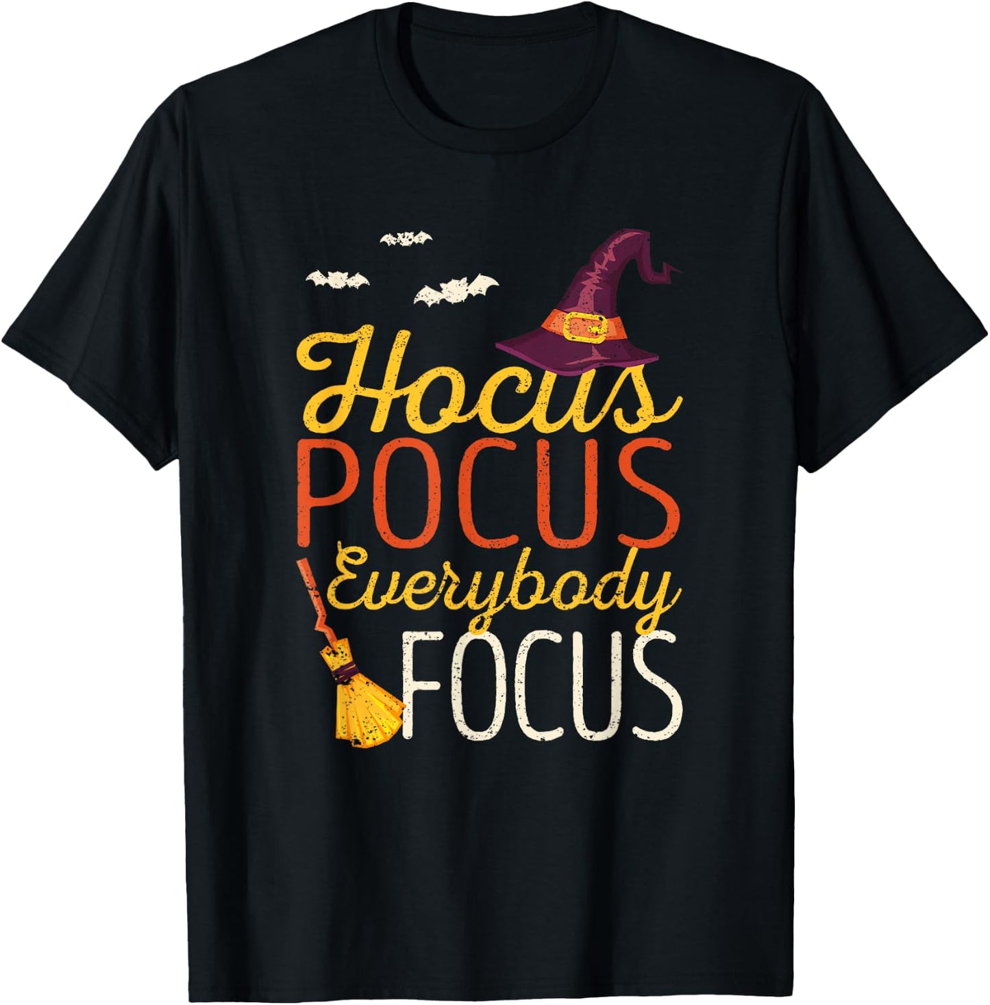 Hocus Pocus Everybody Focus Funny Halloween Teacher Witch Women Kids T-Shirt - T-Shirt | Black