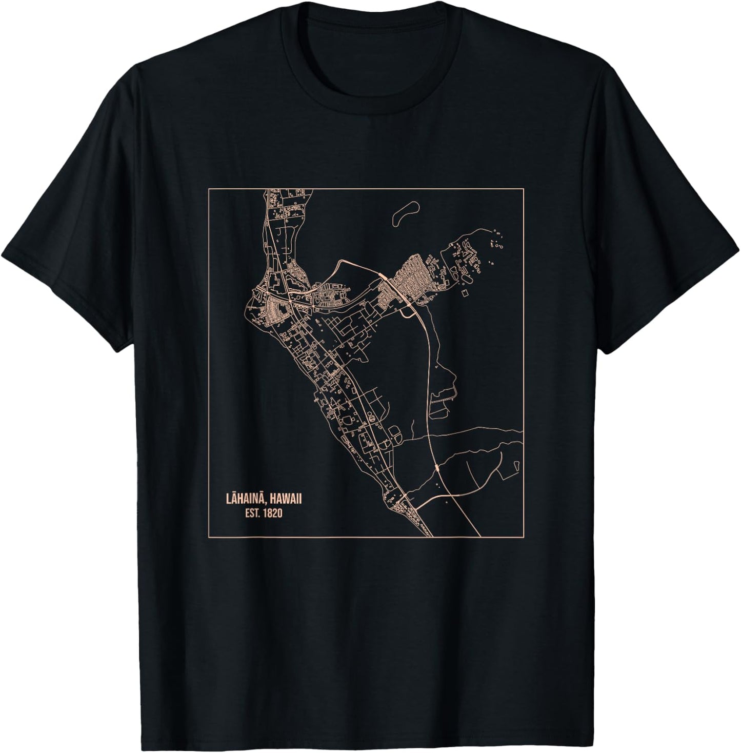 Map of Lahaina Maui Hawaii T-Shirt - T-Shirt | Black