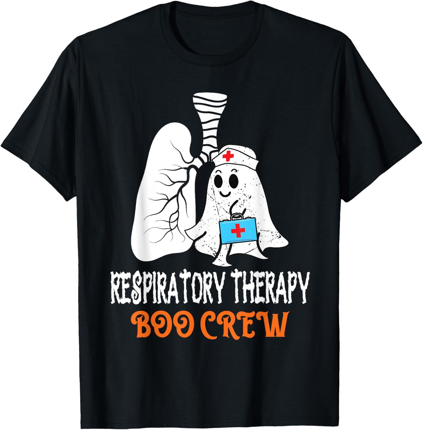Respiratory Therapy Boo Crew Lungs Halloween Therapist RT T-Shirt - T-Shirt | Black