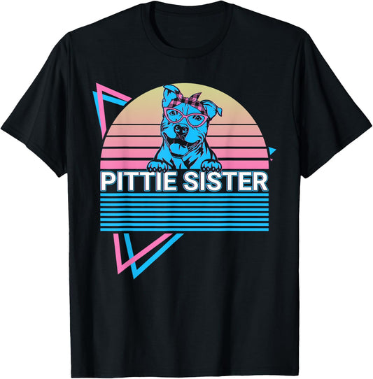 Pitbull Pit Bull Sister Retro Pittie Sister T-Shirt - T-Shirt | Black