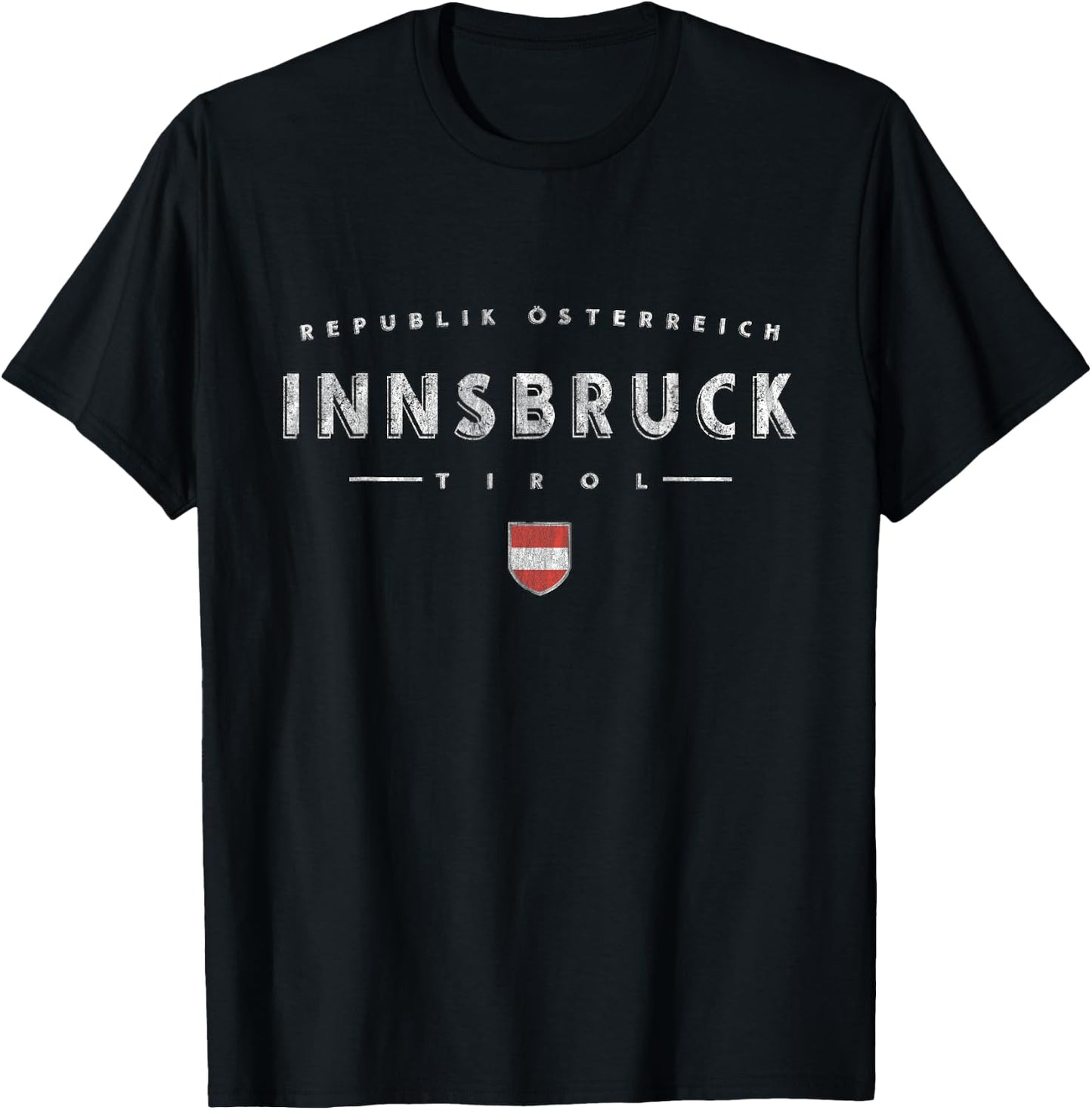 sterreich Design Co. Innsbruck Austria Logo - Women's -Adults & Kids Black Short Sleeve Regular Fit U-Neck Modern Graphic Print - Small T-Shirt - T-Shirt | Black
