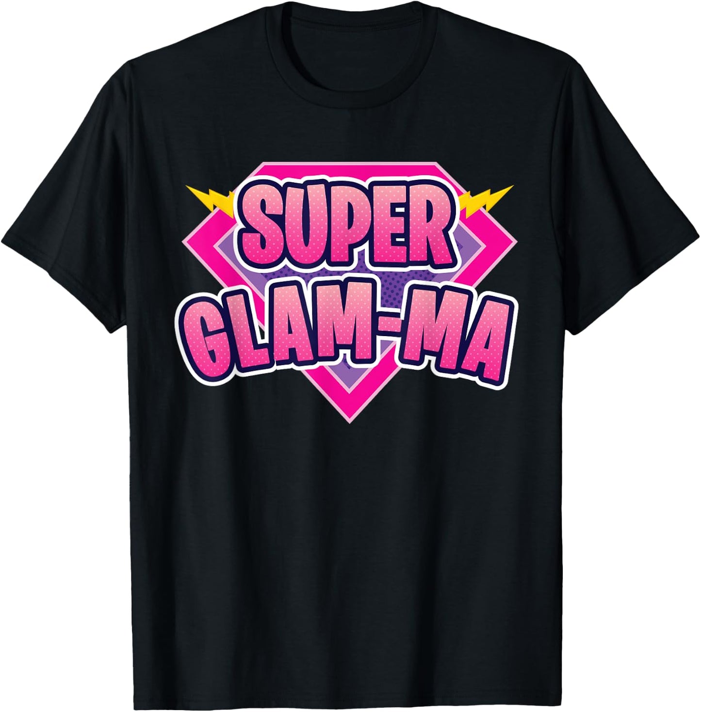 Super Glam-ma Superhero Grandmother Comic Book Funny T-Shirt - T-Shirt | Black