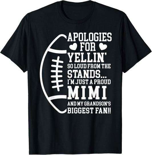 Proud Mimi Of A Football Player Football Mimi Grandma T-Shirt - T-Shirt | Black