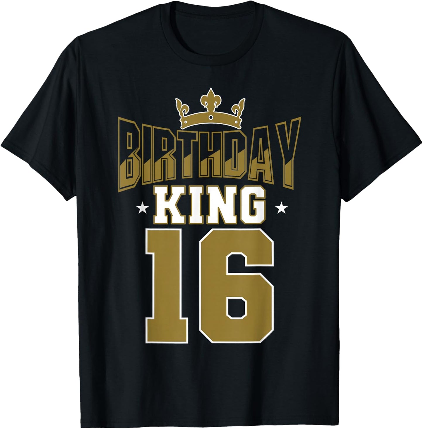 Birthday King 16 Bday Party Celebration 16th Royal Theme T-Shirt - T-Shirt | Black