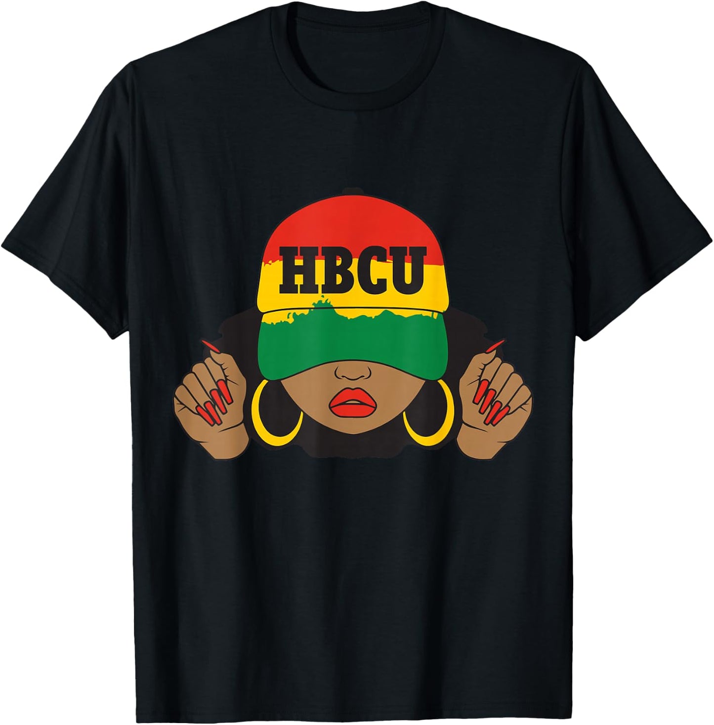 Beautiful Black HBCU Student in Hat T-Shirt - T-Shirt | Black