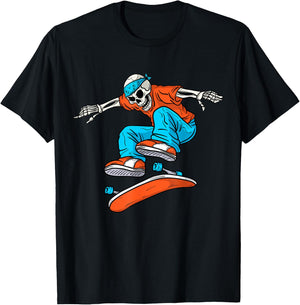 SkaYteboarding Skateboarder Skeleton Skateboarding - Kids Black XS Small Short Sleeve T-Shirt - T-Shirt | Black