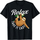 Relax Take It Easy - Hanging Sloth Wildlife Animal Lover T-Shirt - T-Shirt | Black