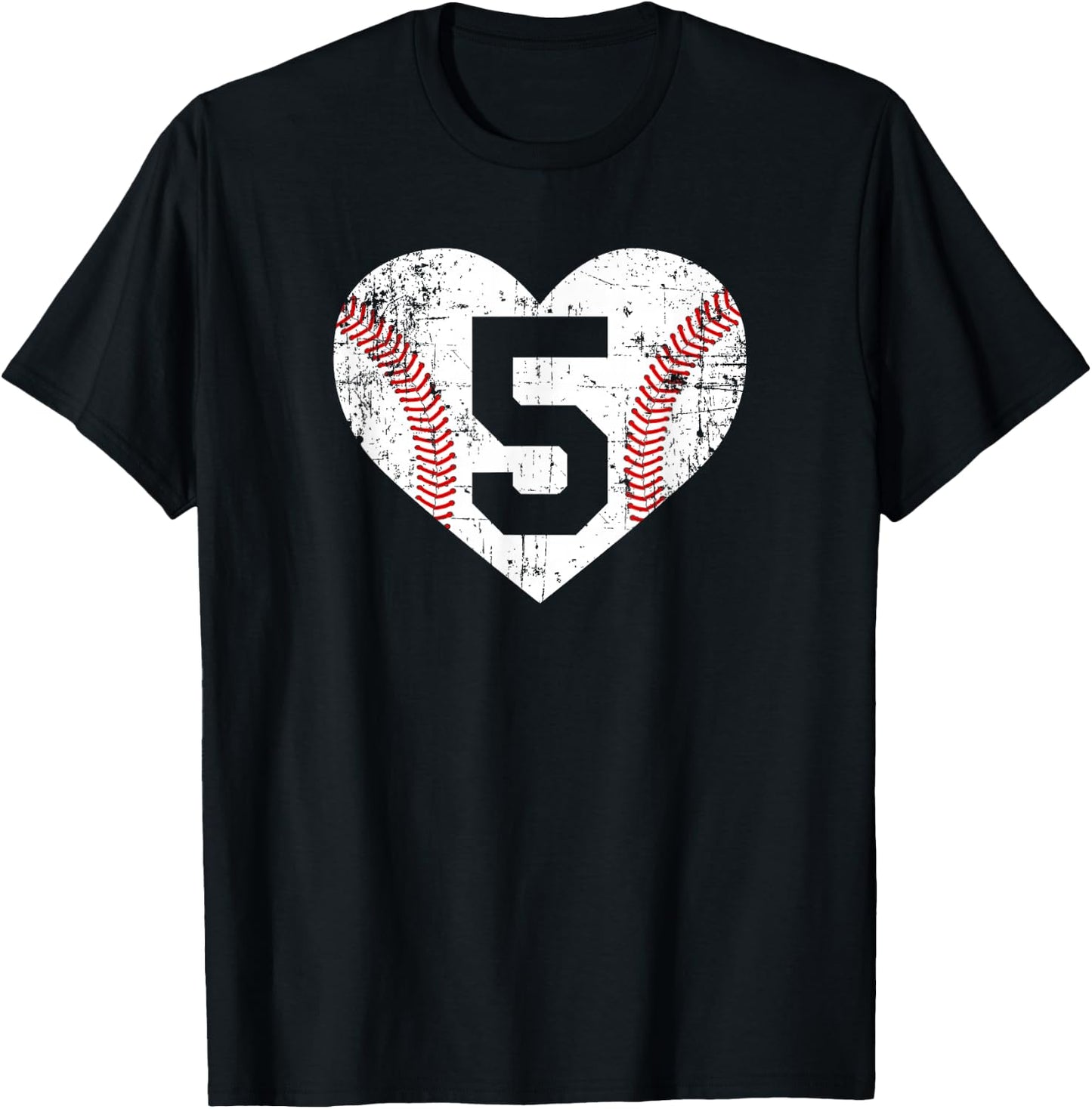 Vintage Baseball 5 Jersey Number T-Shirt - T-Shirt | Black