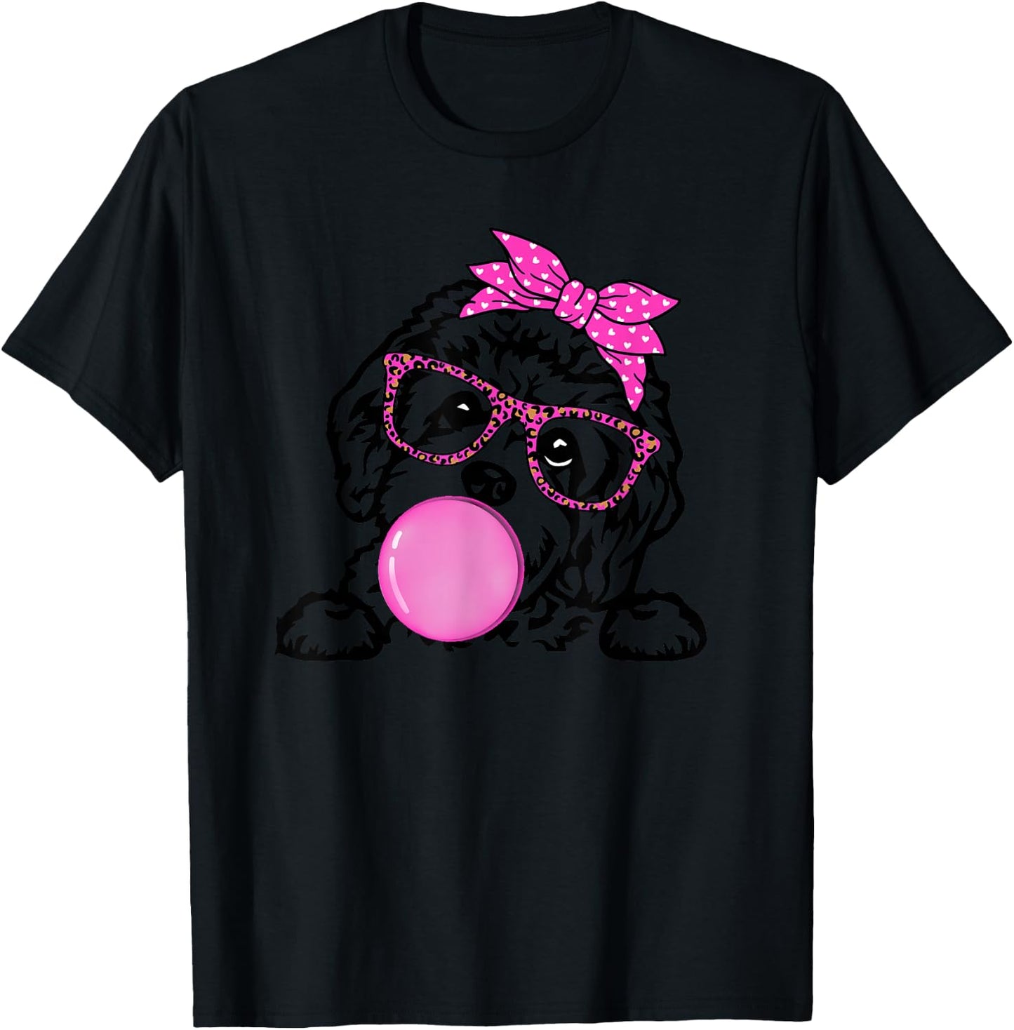 Cavapoo dog mom with bubble gum bandana glasses Women Kids T-Shirt - T-Shirt | Black