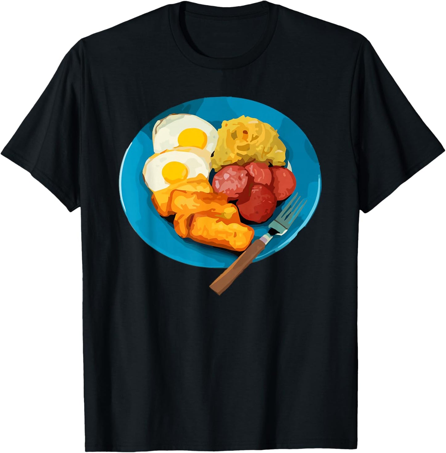 Fun Mangú Salami Queso Frito Dominican Republic Popular Food T-Shirt - T-Shirt | Black