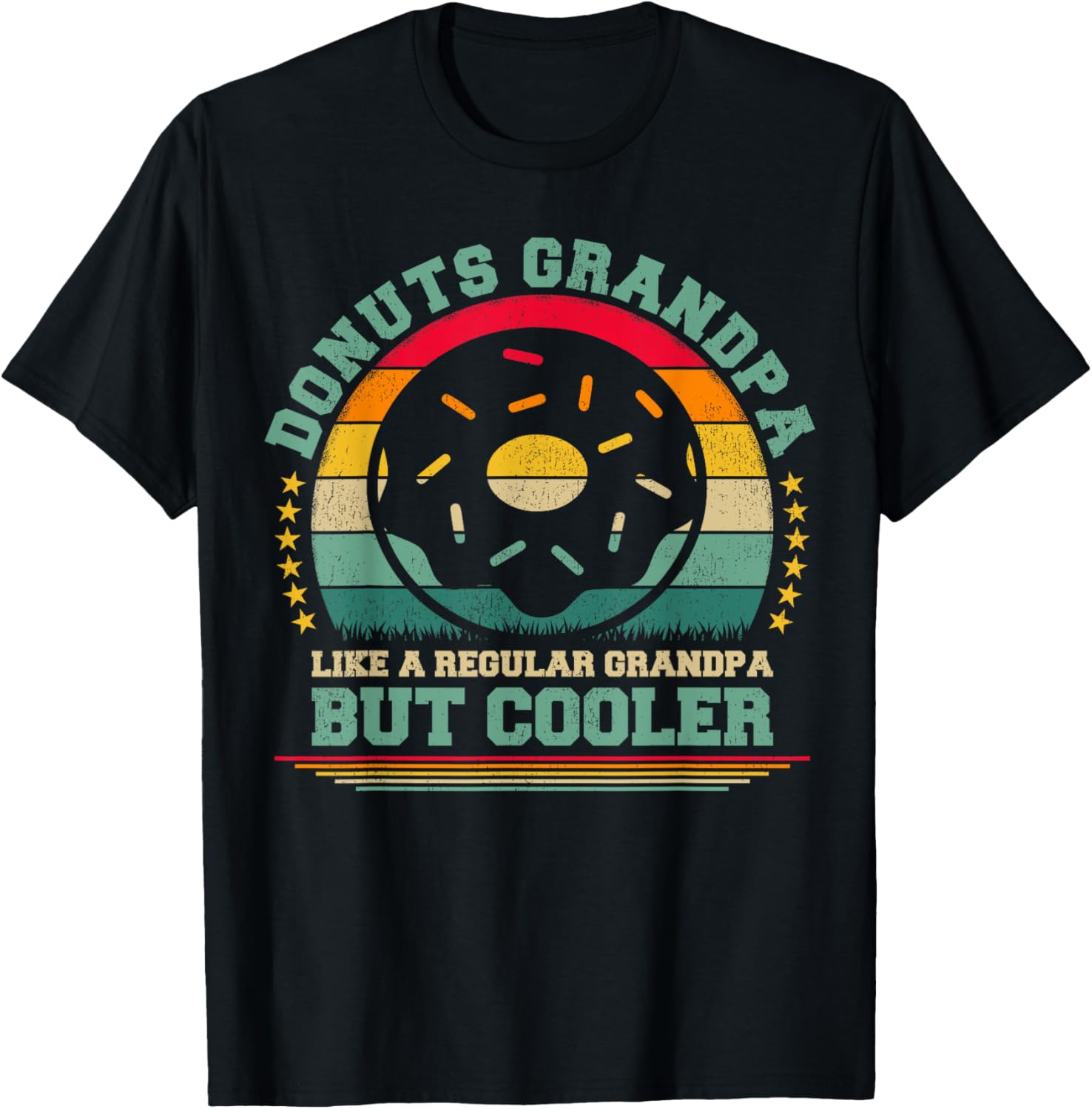 Donuts Grandpa Like A Regular Grandpa Father's Day T-Shirt - T-Shirt | Black