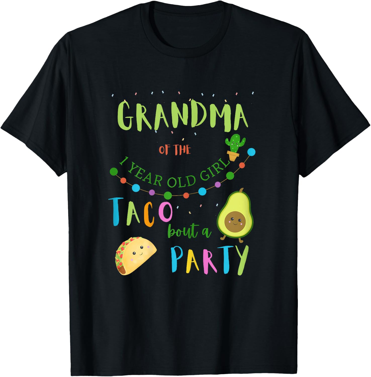 Grandma 1st Birthday Taco Bout A Party Family Matching T-Shirt - T-Shirt | Black