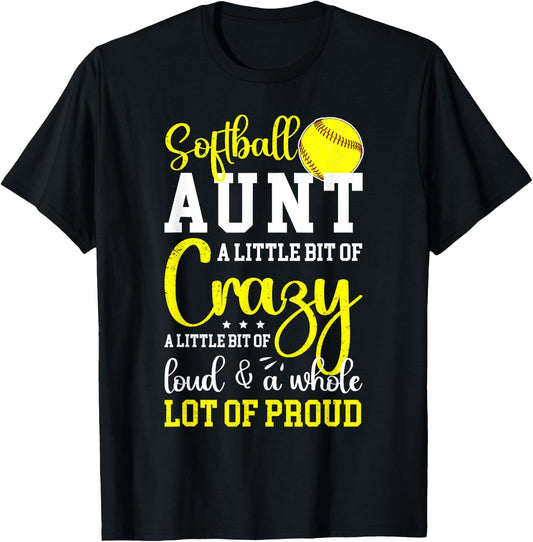 Softball Aunt Proud Aunt Of A Softball Player Aunt T-Shirt - T-Shirt | Black