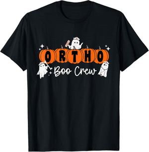 Ortho Boo Crew Ghost Pumpkin Orthopedic Nurse Halloween T-Shirt - T-Shirt | Black