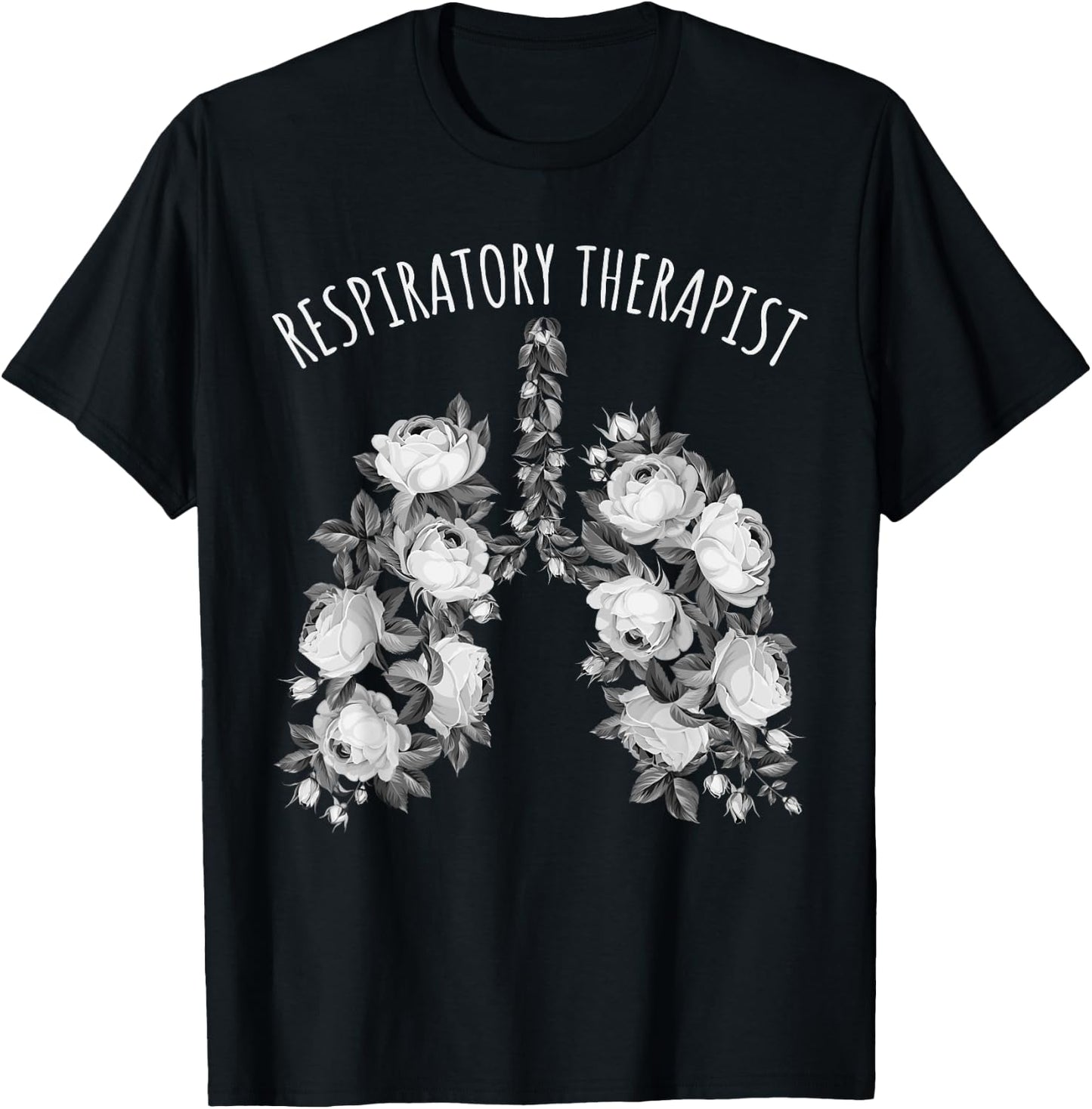 Respiratory Therapist Valentines Artistic Flowers T-Shirt - T-Shirt | Black