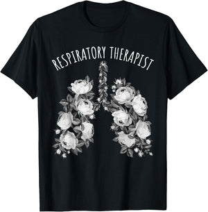 Respiratory Therapist Valentines Artistic Flowers T-Shirt - T-Shirt | Black