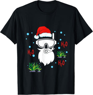 Christmas Diving Santa Face Funny Scuba Diver Dving Lover T-Shirt - T-Shirt | Black