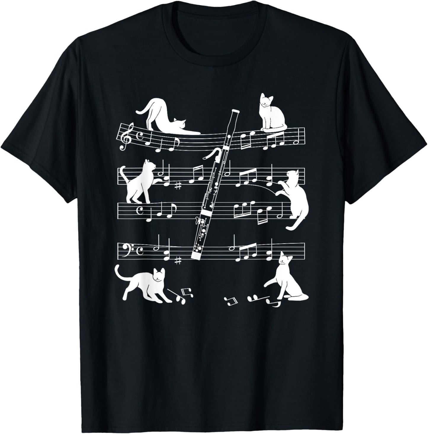 Bassoonist Cats for Cat loving Bassoon player Women Girls Kids T-Shirt - T-Shirt | Black