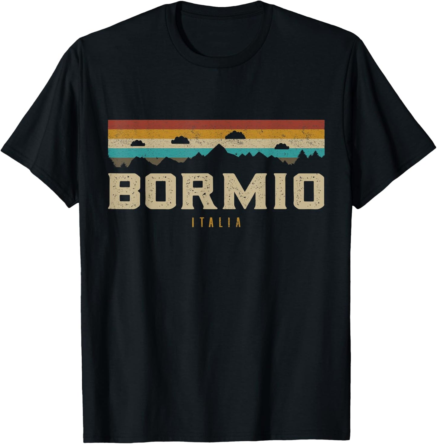 Bormio Mountains Italy Hiking Outdoors Retro T-Shirt - T-Shirt | Black