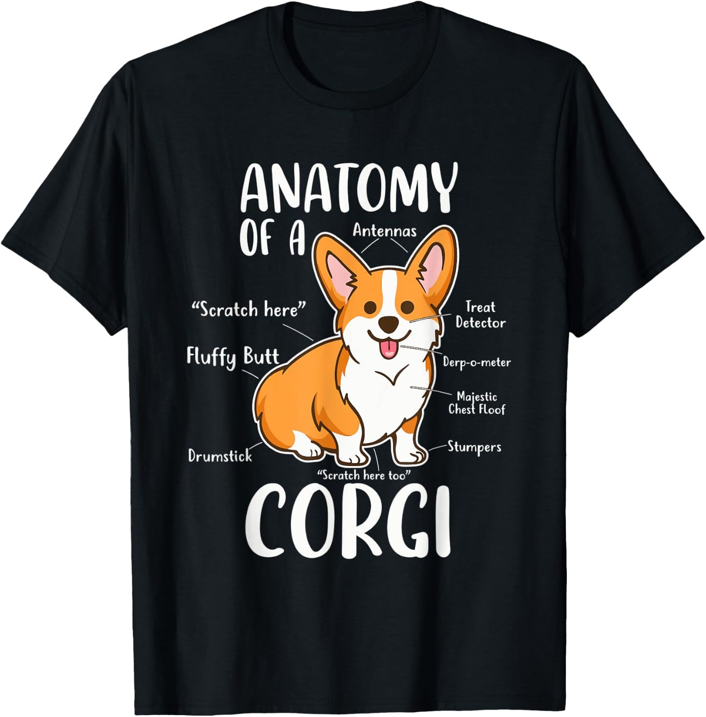 Anatomy Of A Corgi Funny Dog Apparel Men Women T-Shirt - T-Shirt | Black