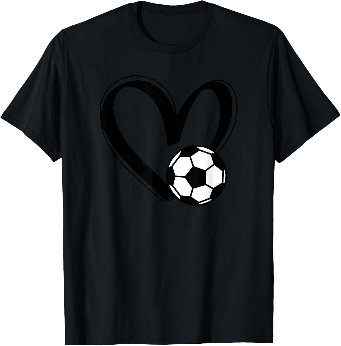 Soccer Ball Heart T-Shirt - T-Shirt | Black