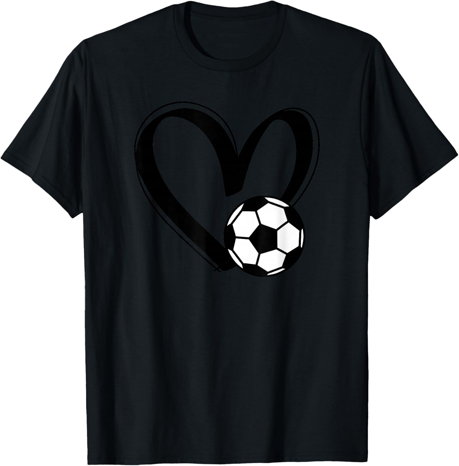 Soccer Ball Heart T-Shirt - T-Shirt | Black